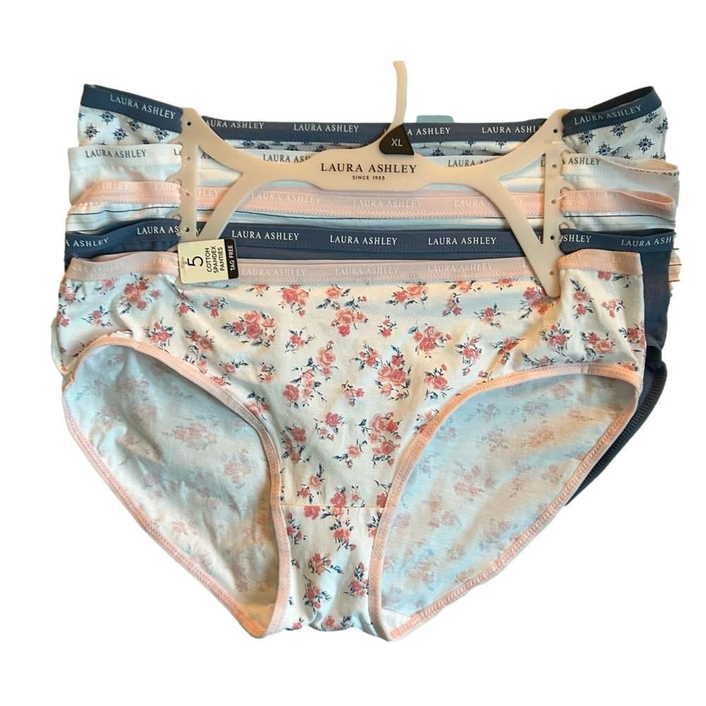Laura Ashley Woman’s 5 Pack Cotton Spandex Underwear Size XL